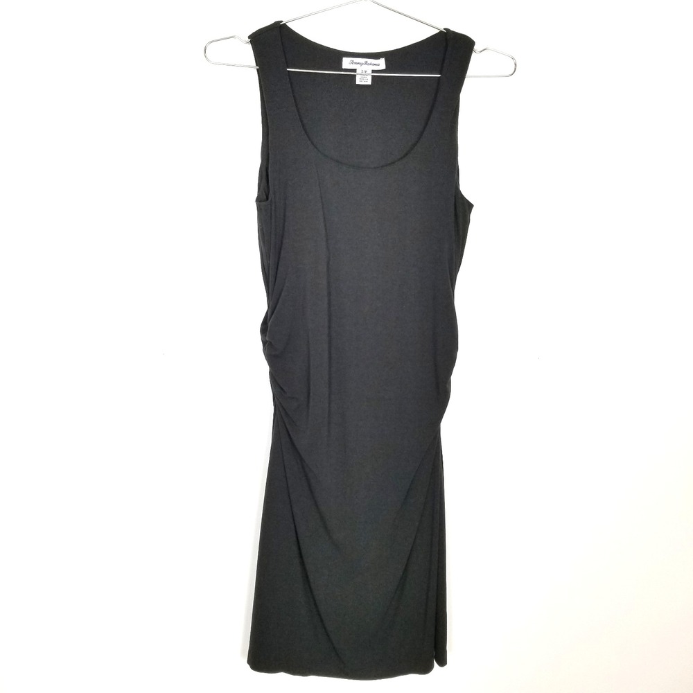 Tommy Bahama Women Ruched Sides Tank Dress Sz S Black Knee Stretchy Comfort